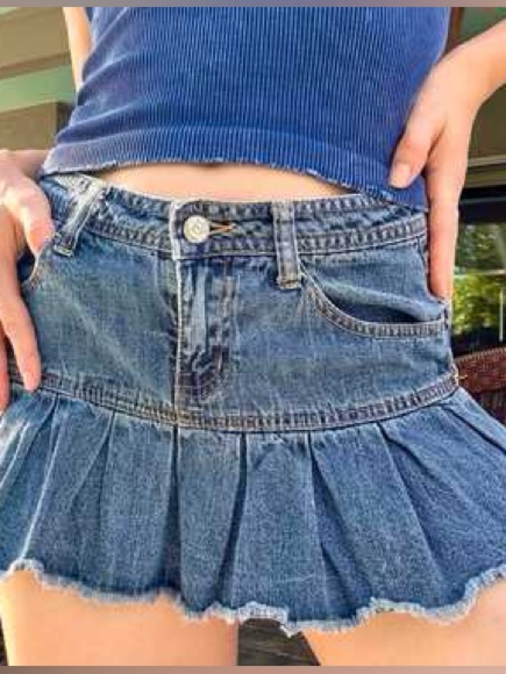 ♠️5/$25♠️Y2K Denim Ruffle Mini Skirt in Blue